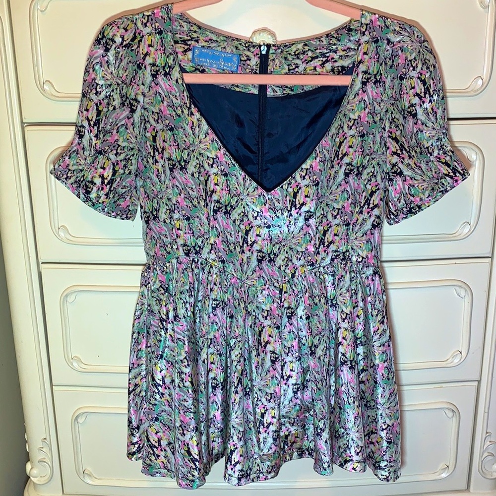 “Secret” Colorful peplum style blouse
